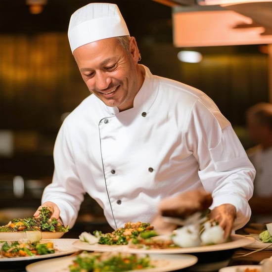 Dinner prepared by chef, showing the chef